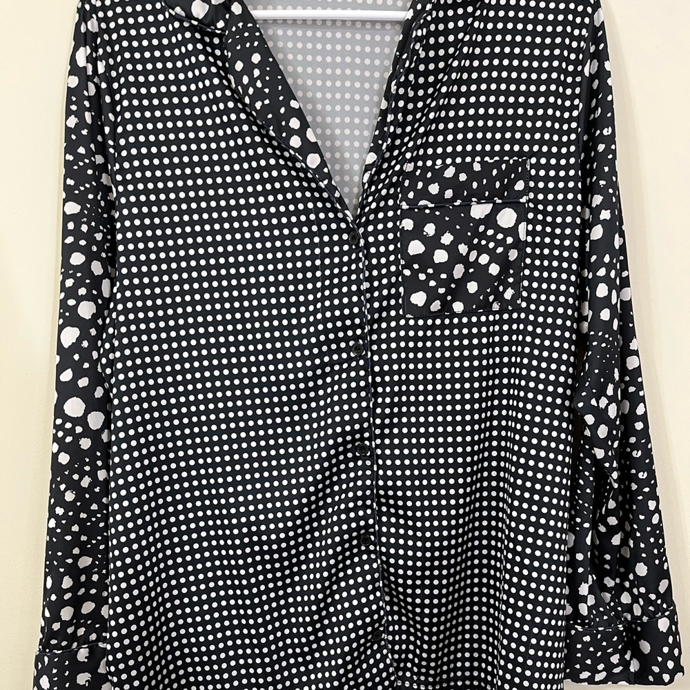 Sam Edelman Black White Multi-size Polka Dot Sleep Shirt - Picture 4 of 7